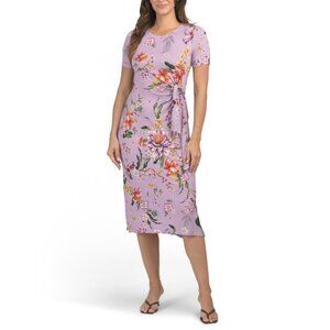 JOHNNY WAS Lavender The Janie Favorite Side Tie Knot Midi Dress